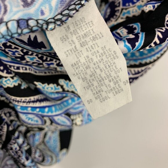 Olivia Matthews Dress Maxi Blue Black Printed Sleeveless Slit - Picture 7 of 10